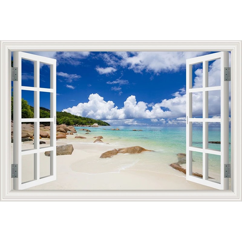 3D Beach Window Wall Sticker Ocean View Room Decor 20
