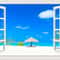 3D Beach Window Wall Sticker Ocean View Room Decor 14