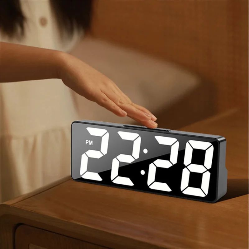 Modern LED Digital Alarm Clock With Temperature Display For Bedroom Desk 2