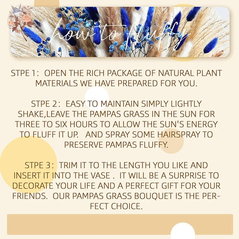 Blue Rabbit Tail Pampas Grass Bouquet For Home Decor And Floral Styling 5