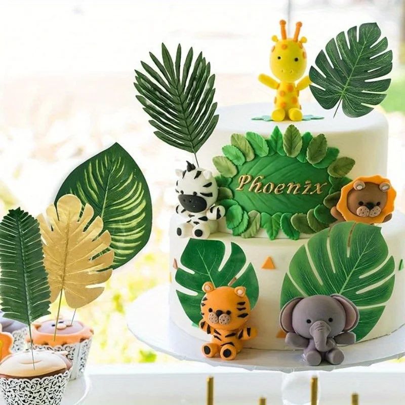 Artificial Tropical Palm Leaves Decor Set For Party Jungle Theme Styling 2