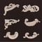 Wood Carved Corner Appliques Decorative Furniture Trim Floral Wood Onlays Set 1