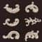 Wood Carved Corner Appliques Decorative Furniture Trim Floral Wood Onlays Set 2