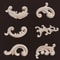 Wood Carved Corner Appliques Decorative Furniture Trim Floral Wood Onlays Set 2