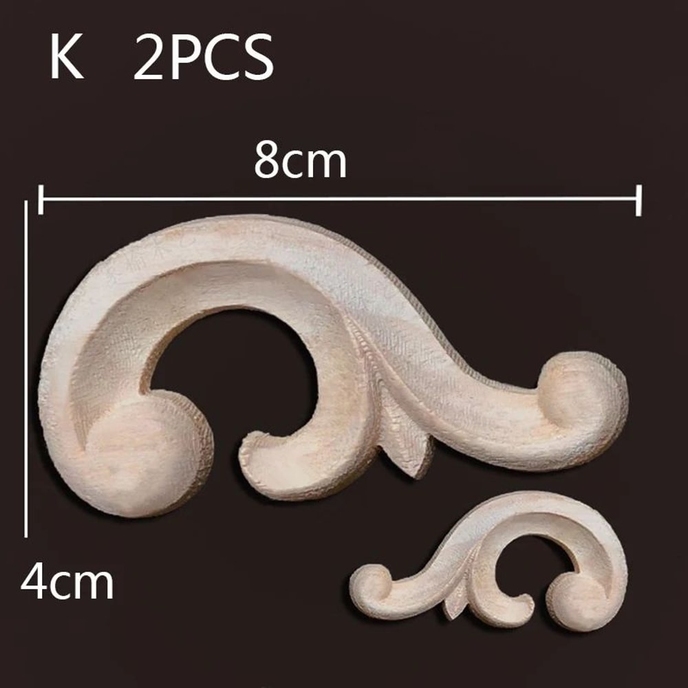 Wood Carved Corner Appliques Decorative Furniture Trim Floral Wood Onlays Set 19