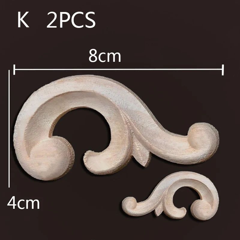 Wood Carved Corner Appliques Decorative Furniture Trim Floral Wood Onlays Set 19
