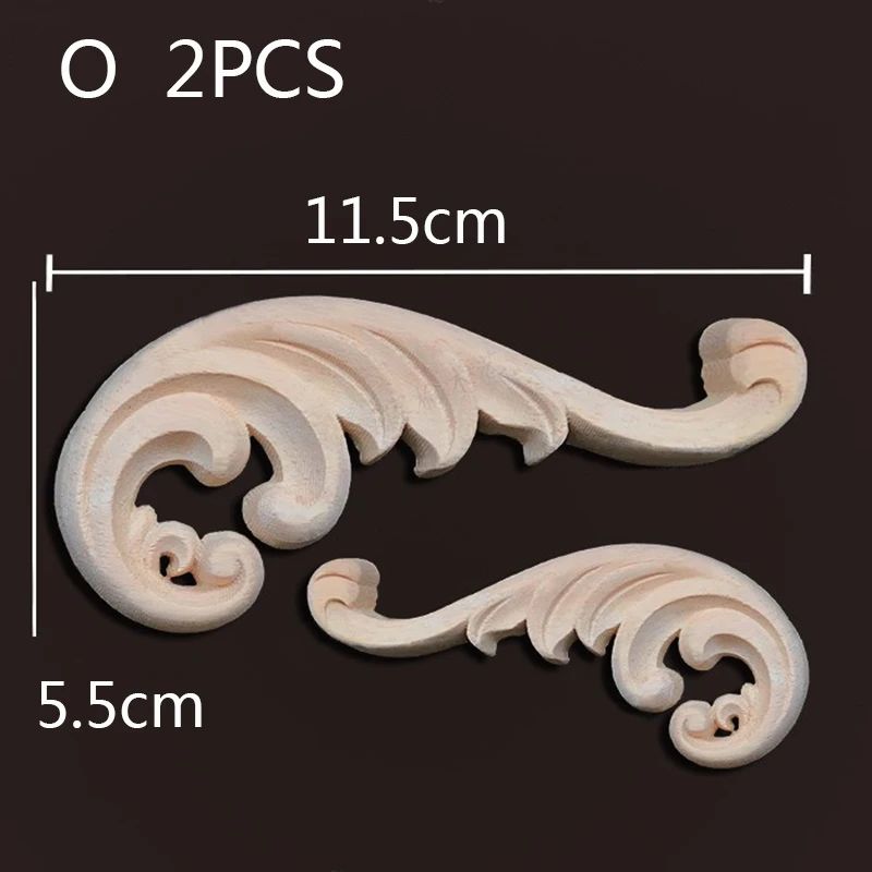 Wood Carved Corner Appliques Decorative Furniture Trim Floral Wood Onlays Set 24