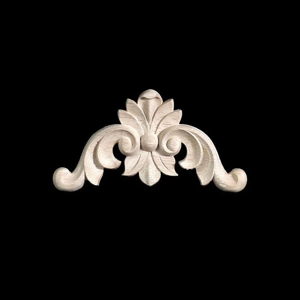 Unpainted Wood Carved Corner Appliques Floral Decorative Onlays For Furniture Upgrade 1