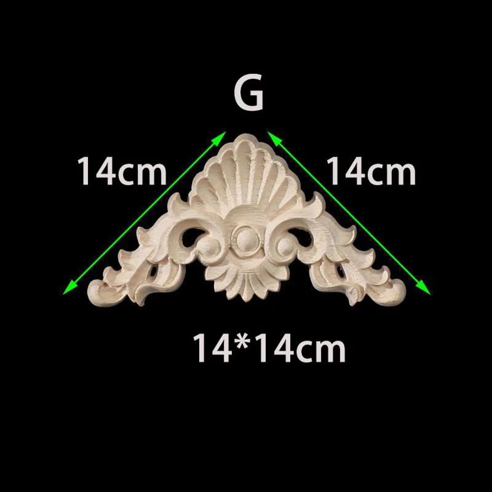 Unpainted Wood Carved Corner Appliques Floral Decorative Onlays For Furniture Upgrade 19