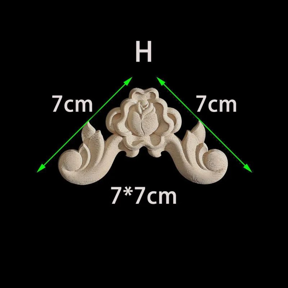 Unpainted Wood Carved Corner Appliques Floral Decorative Onlays For Furniture Upgrade 23