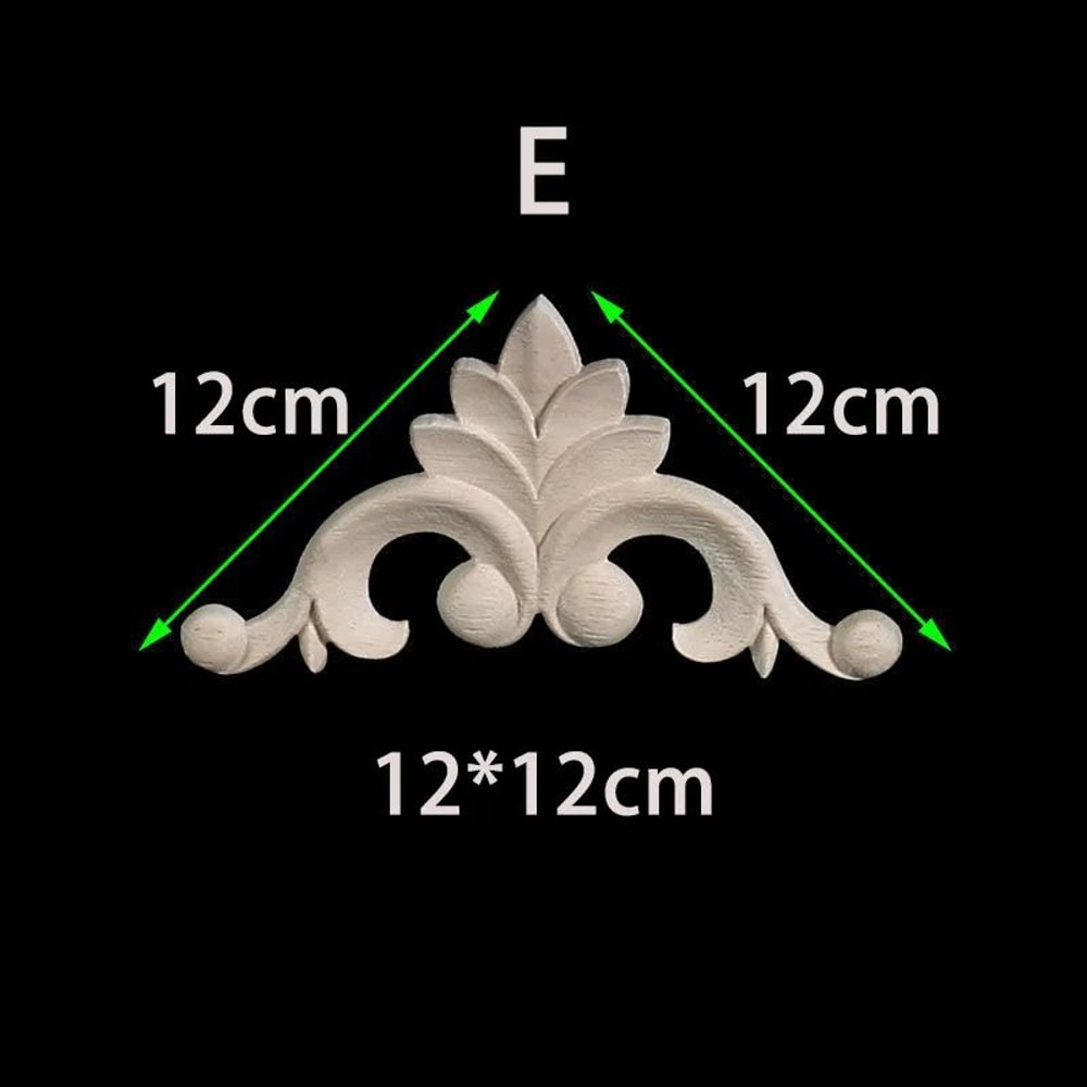 Unpainted Wood Carved Corner Appliques Floral Decorative Onlays For Furniture Upgrade 12