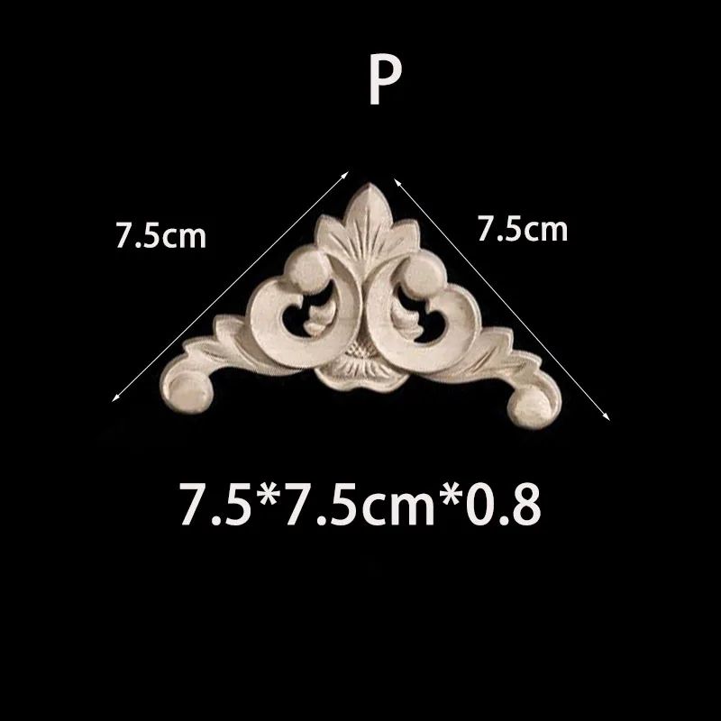Unpainted Wood Carved Corner Appliques Floral Decorative Onlays For Furniture Upgrade 26