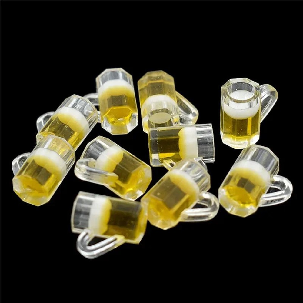 Mini Beer Glass Dollhouse Accessories Set Resin Miniature Cups For DIY Decor 5