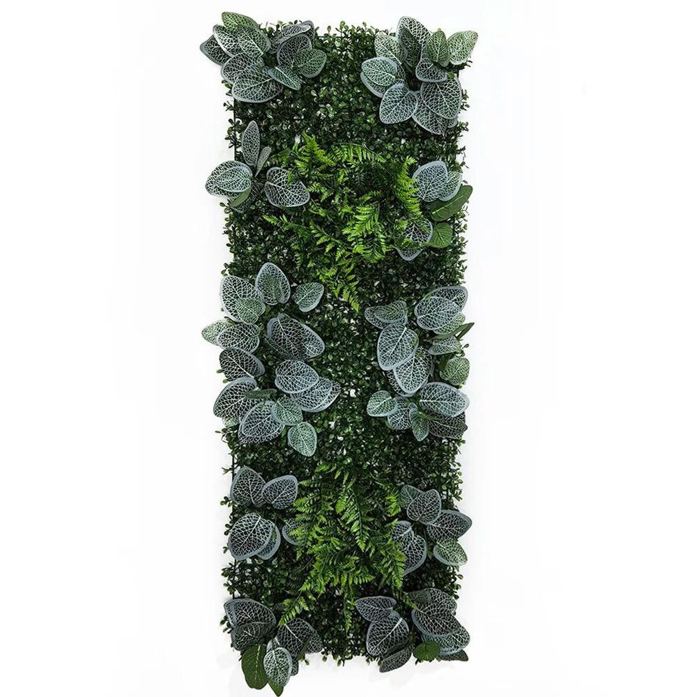 Artificial Grass Wall Panel With Rose Decor Greenery Wall Mat 15