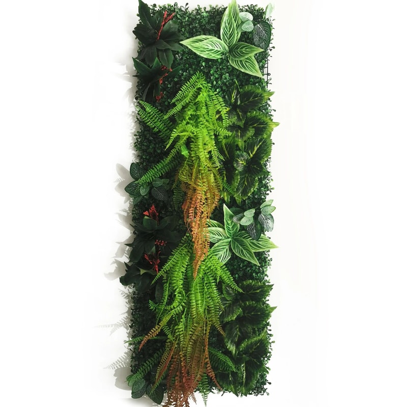 Artificial Grass Wall Panel With Rose Decor Greenery Wall Mat 16