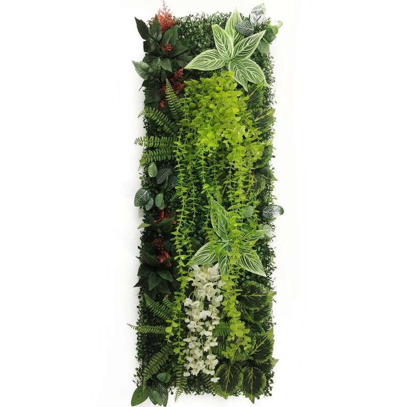 Artificial Grass Wall Panel With Rose Decor Greenery Wall Mat 11