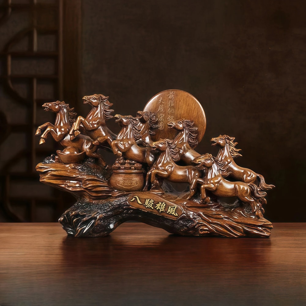 Eight Running Horses Feng Shui Decor Lucky Wealth Table Ornament 1