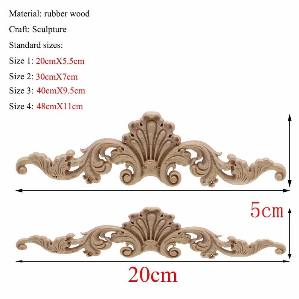 Rectangle Wood Carved Applique Decorative Furniture Trim Panel 1