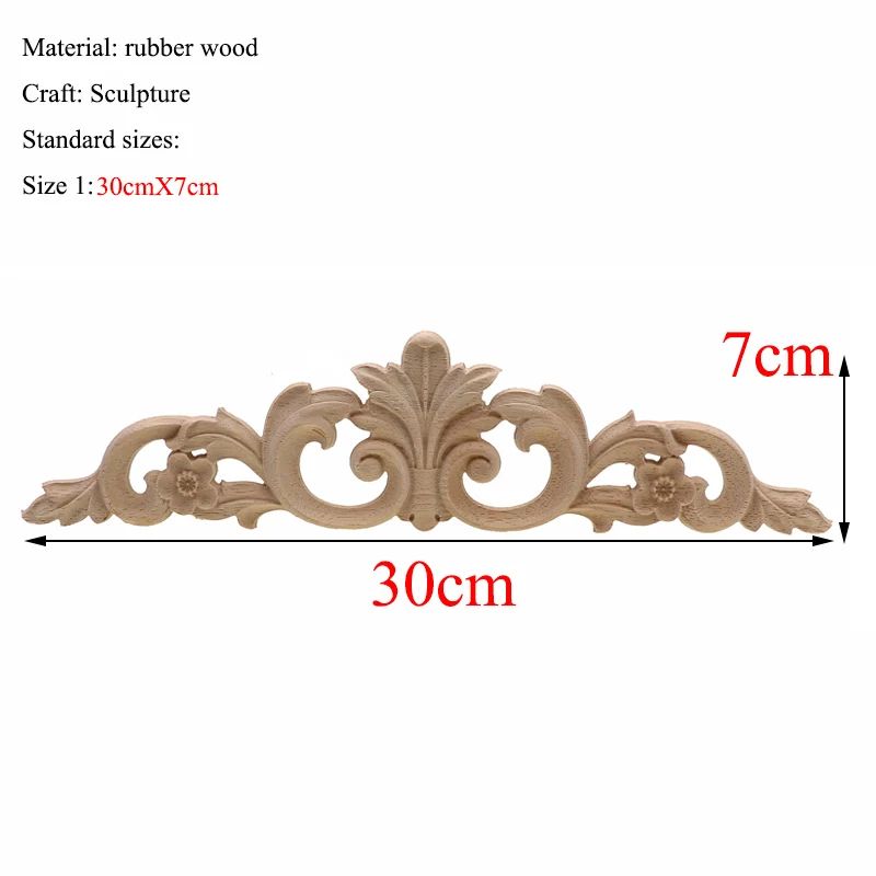 Rectangle Wood Carved Applique Decorative Furniture Trim Panel 18