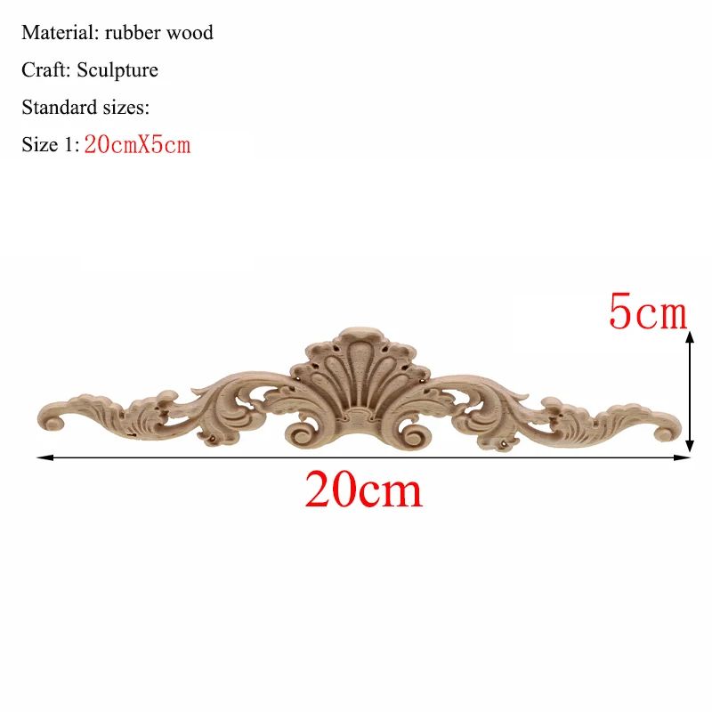 Rectangle Wood Carved Applique Decorative Furniture Trim Panel 9