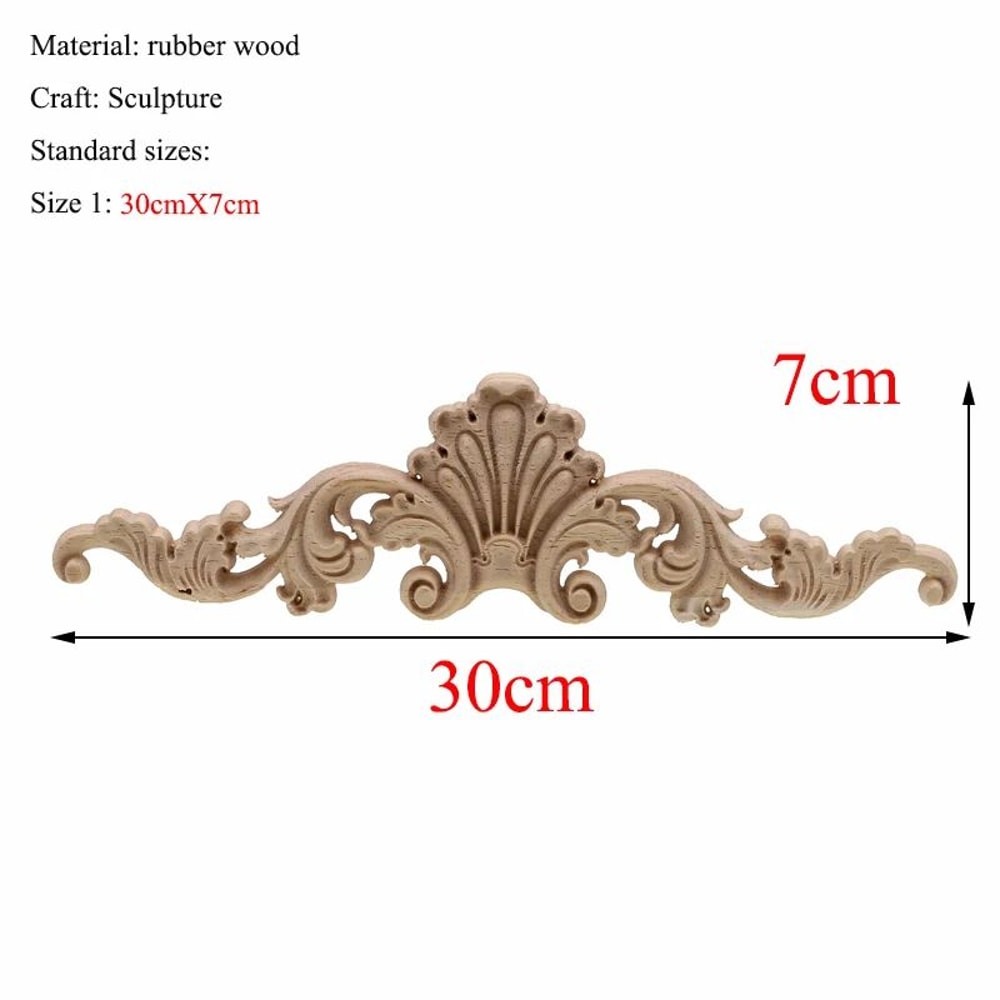 Rectangle Wood Carved Applique Decorative Furniture Trim Panel 19