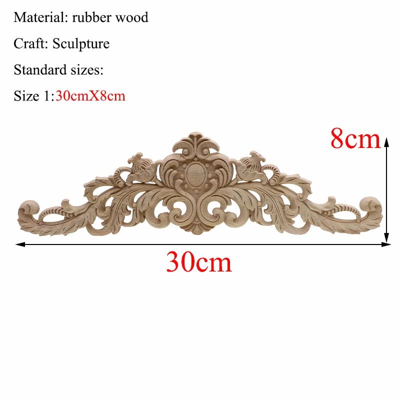 Rectangle Wood Carved Applique Decorative Furniture Trim Panel 20