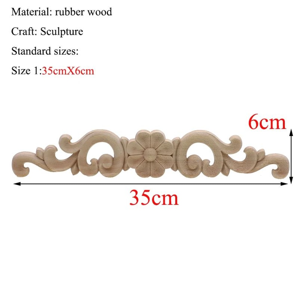 Rectangle Wood Carved Applique Decorative Furniture Trim Panel 22