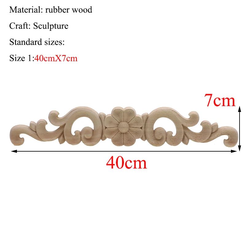 Rectangle Wood Carved Applique Decorative Furniture Trim Panel 26