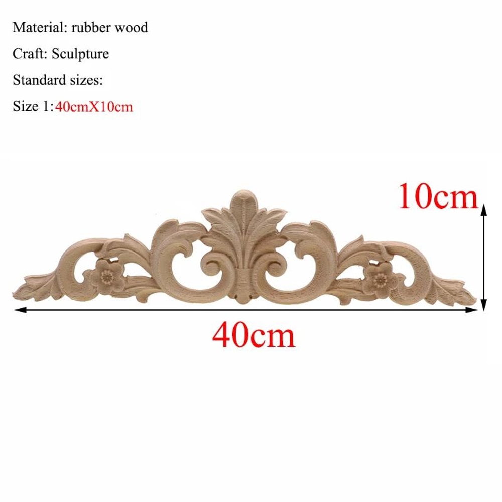 Rectangle Wood Carved Applique Decorative Furniture Trim Panel 28