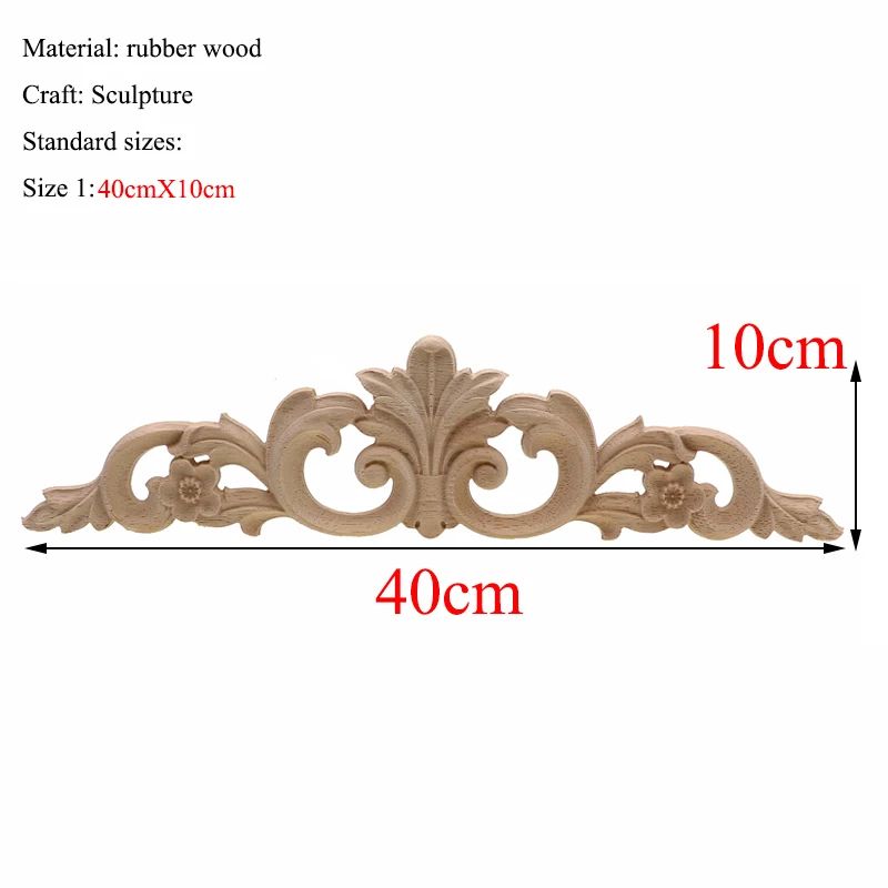 Rectangle Wood Carved Applique Decorative Furniture Trim Panel 28