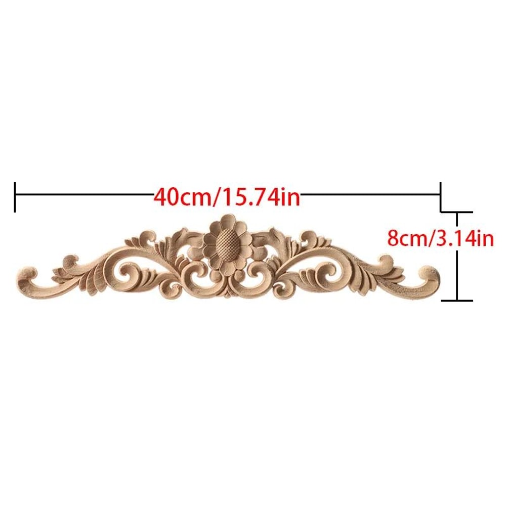 Carved Wood Corner Strip Applique Decorative Furniture Trim 18