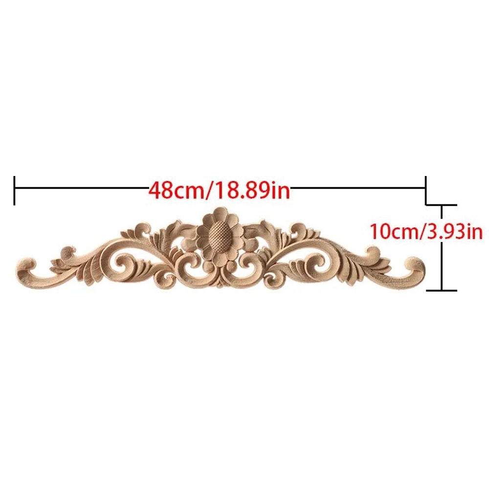 Carved Wood Corner Strip Applique Decorative Furniture Trim 7