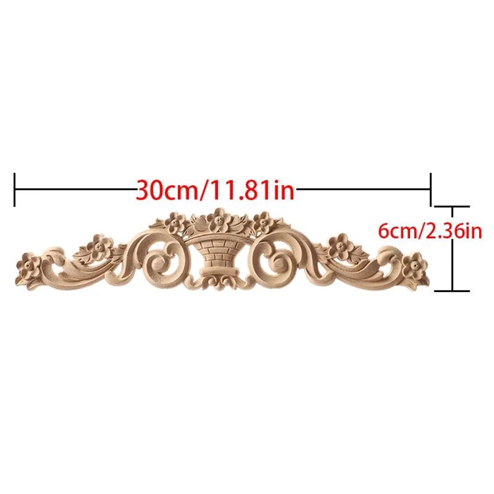 Carved Wood Corner Strip Applique Decorative Furniture Trim 12
