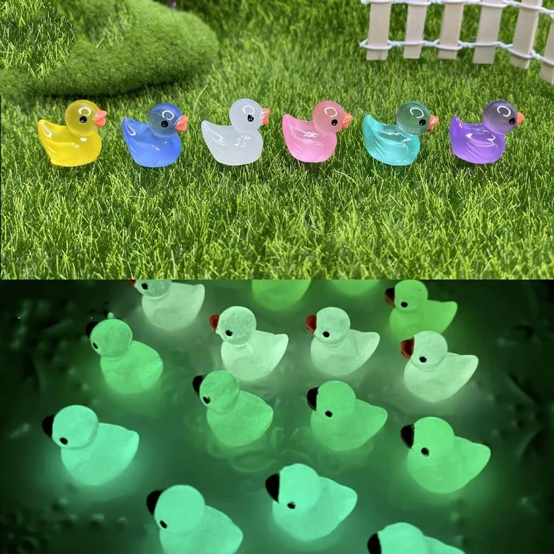 Glow In The Dark Mini Duck Figurines Micro Landscape Decor Set 3