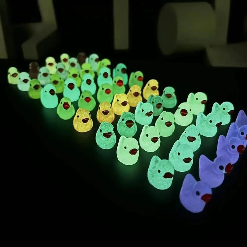 Glow In The Dark Mini Duck Figurines Micro Landscape Decor Set 5