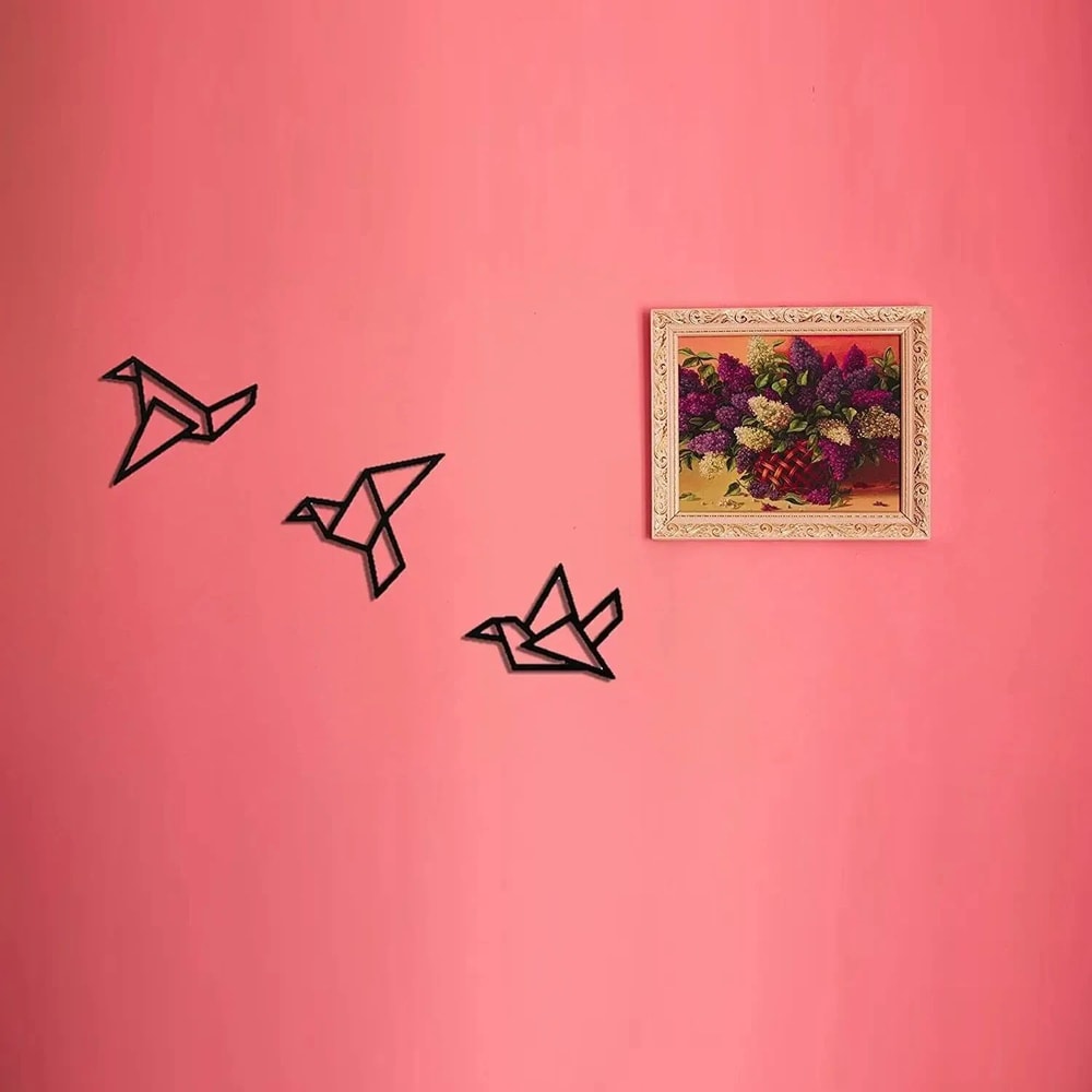 Modern Bird Wall Art Metal Silhouette Decor Hanging Set 5