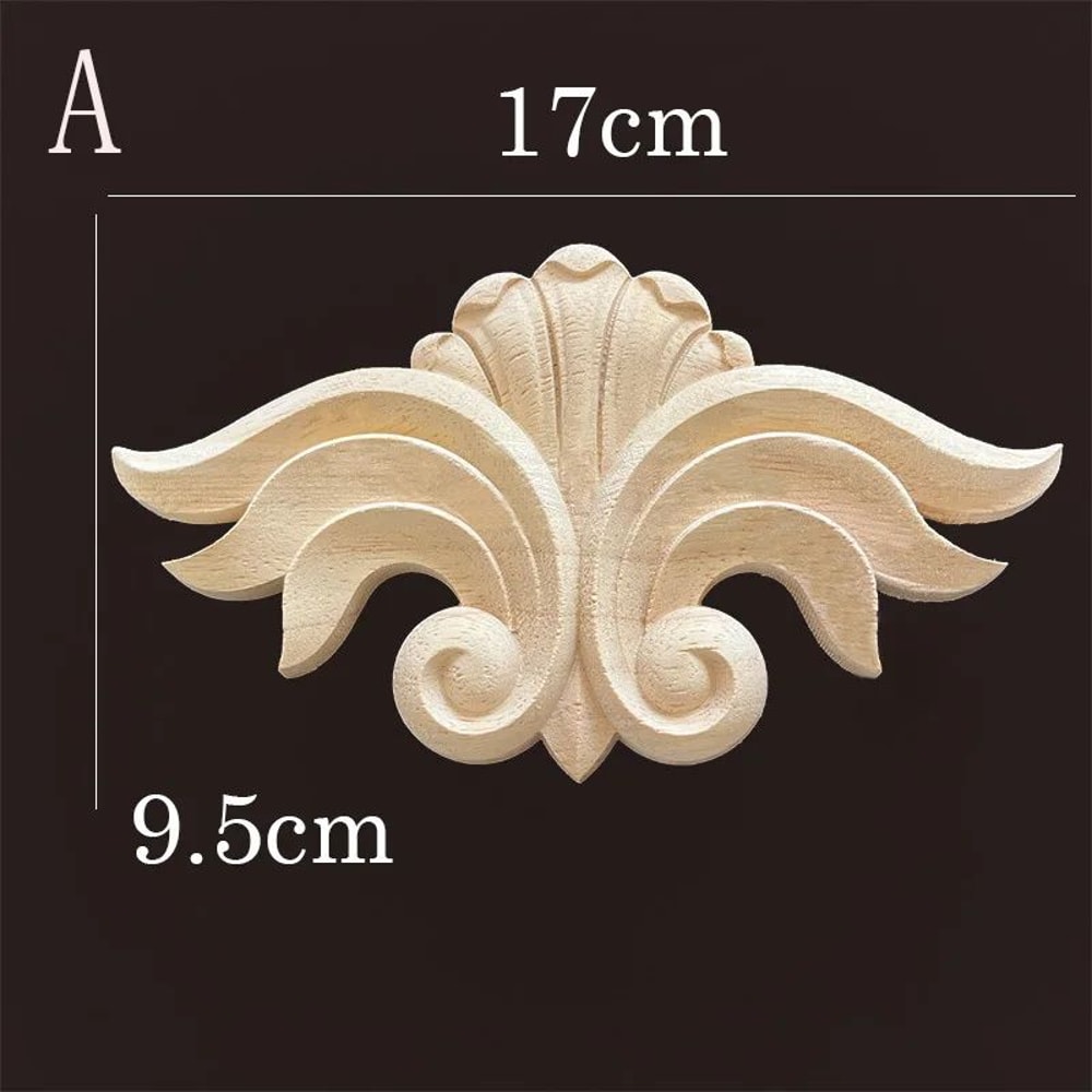 Natural Wood Carving Appliques Furniture Decorative Onlay Trim 15