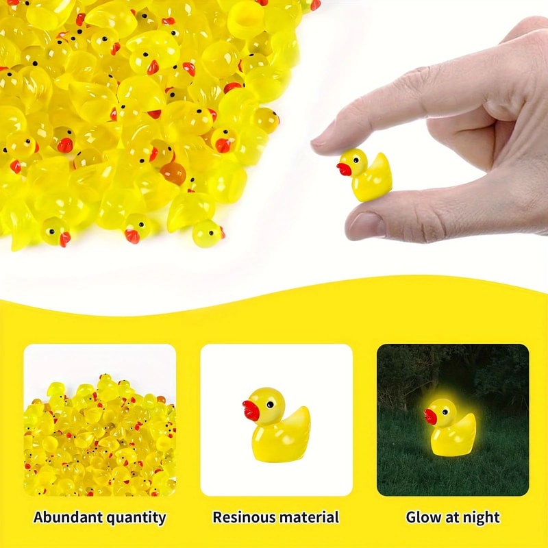 Glow In The Dark Mini Duck Figurines Set For DIY Decor And Crafts 3
