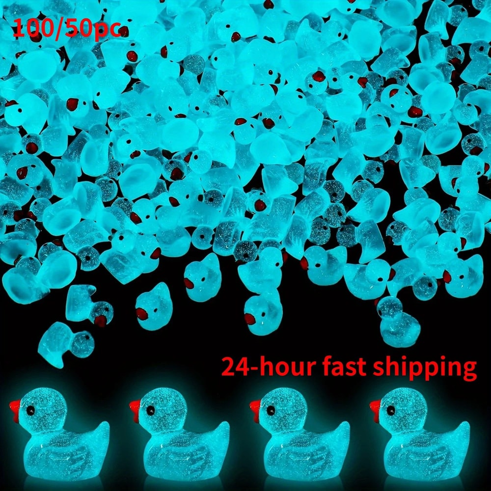 Glow In The Dark Blue Mini Duck Figurines Set For DIY Decor And Crafts 0