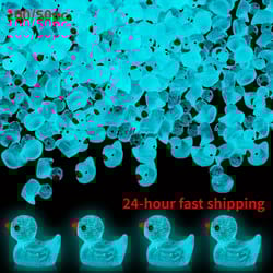 glow in the dark blue mini duck figurines set for diy decor and crafts