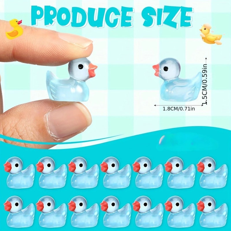 Glow In The Dark Blue Mini Duck Figurines Set For DIY Decor And Crafts 5