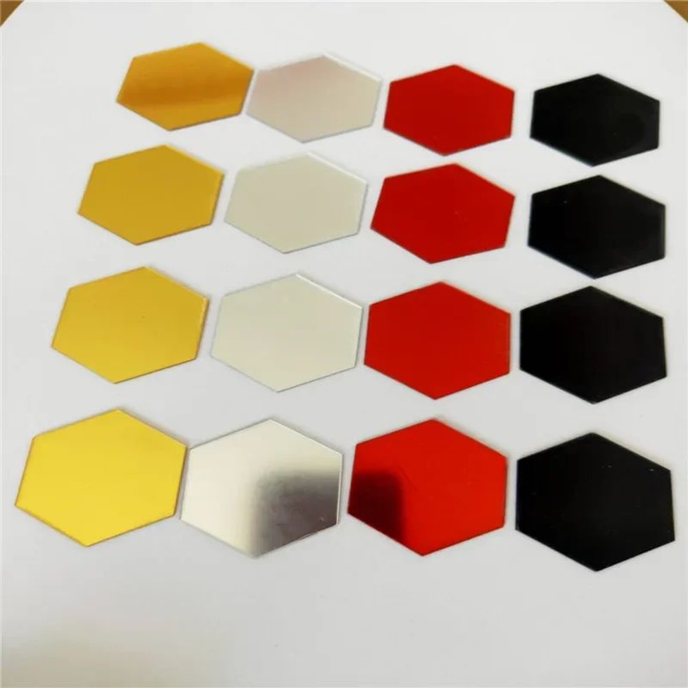 Hexagon Acrylic Mirror Wall Stickers Self Adhesive Decor Tiles 4