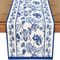 Blue Floral Linen Table Runner Farmhouse Dining Decor 5