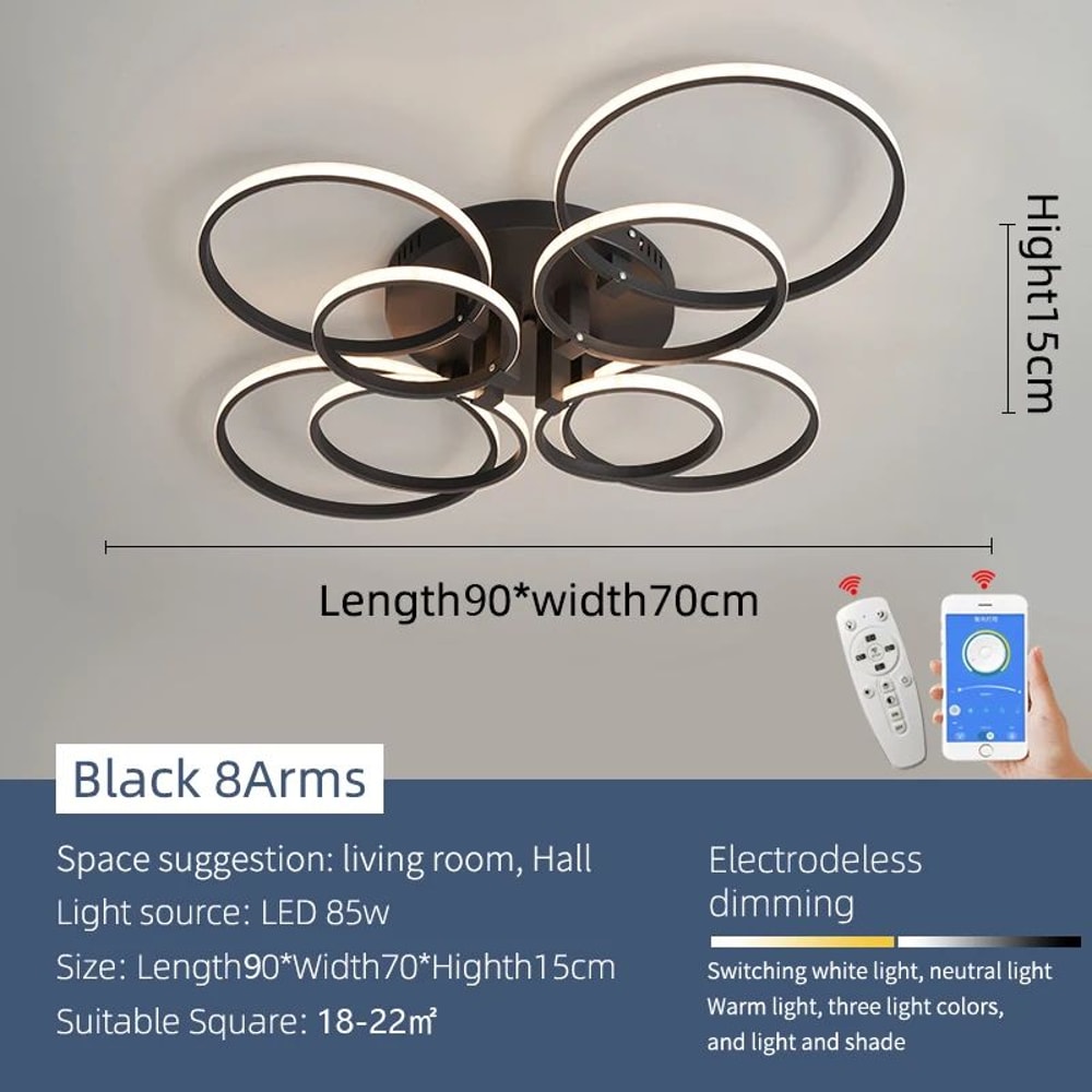 EverGlow Modern LED Chandelier Ceiling Light For Living Room Bedroom 8