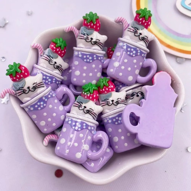 EverCute Kawaii Cat Resin Flatback Charms DIY Craft Decor Set 5