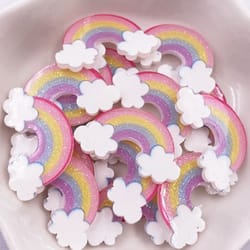 everspark glitter cloud rainbow flatback charms acrylic diy craft set