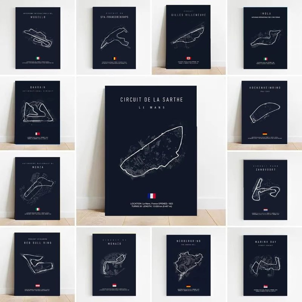 EverTrack F1 Race Track Canvas Wall Art Minimalist Motorsport Decor 0