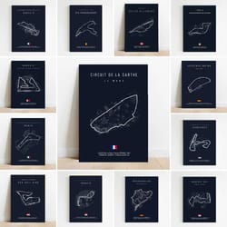 evertrack f1 race track canvas wall art minimalist motorsport decor