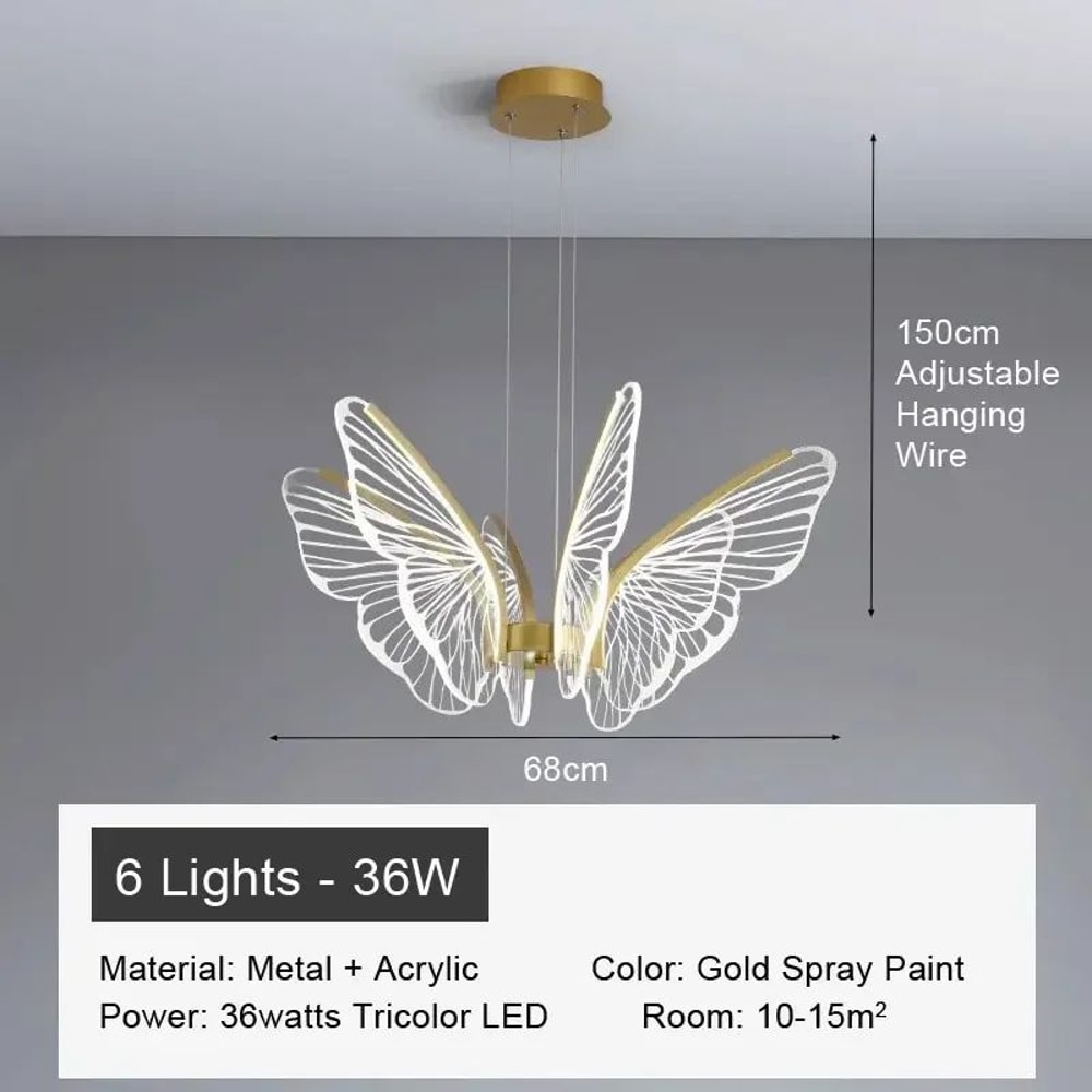 Butterfly Chandelier Modern Acrylic Hanging Light For Living Room Bedroom 7