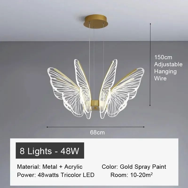 Butterfly Chandelier Modern Acrylic Hanging Light For Living Room Bedroom 8